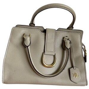 RALPH LAUREN RLL Kenton City Satchel Pebble Leather Double Handle Logo $258